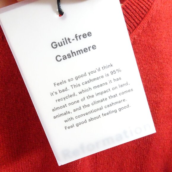 NWT REFORMATION Cashmere Sweater Vest Red M V-Neck Sleeveless Preppy Academia - Picture 3 of 6